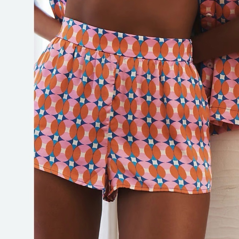 Anthropologie the Lilly geometric pj Shorts sz large L - Picture 1 of 8